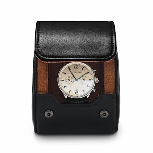 Woodten時計ケース 1本時計 ケース ブラックレザー時計ケース防水・耐衝撃で時計を安全に保護するウォッチクッション付きポータブルウォ