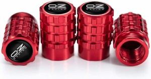 エアバルブキャップ OZ 車 バイク アルミ合金 軽量 腐食防止 ホイールドレスアップ ４個セット (OZ,レッド)