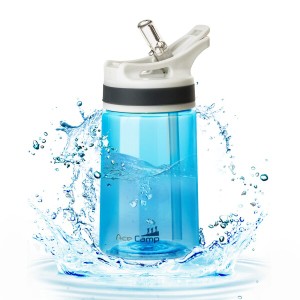 AceCamp BPAフリー 子供 水筒 プラスチック、ストロー付き、TRITAN製 クリアウォーターボトル 350ml、ブルー