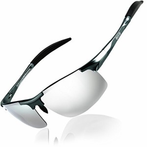 (DUCO) サングラス メンズ 偏光 スポーツサングラス UV400 へんこう さんぐらす シルバー AL-MG合金 超軽量 sunglasses for men 運転／自