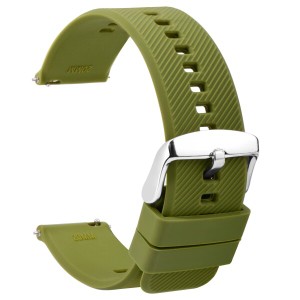 (TStrap) シリコン 時計 ベルト 20mm - ラバー メンズ 腕時計バンド グリーン - スマートウォッチ ベルト 交換ベルト - 防水時計ストラッ