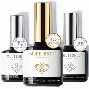 Modelones ジェルネイル トップコート マットトップコート ベースコート 3本セット10ml 拭き取り不要 UV/LED対応