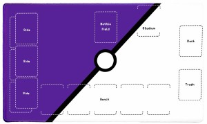 OTOlife プレイマット 60×35cmより広い 全面縫製仕様 ラバープレイマット 滑り止め 収納袋付き カードゲーム ポケカ 60×35cm (紫)