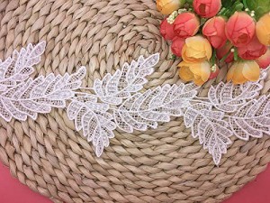 幅:9.5cm　　弾力なし、花モチーフ付刺繍入りレース、アクセサリー 　　　　　　　　テーブル掛け、カーテン、ウェディングドレス、DIY、