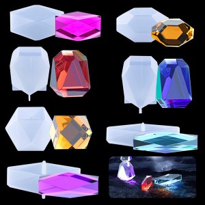 KyeeaDIY 宝石７種類セット レジン型 シリコンモールド ダイヤカット 水晶 クリスタルコラム 鉱石結晶 アクセサリー ハンドメイド 手作り