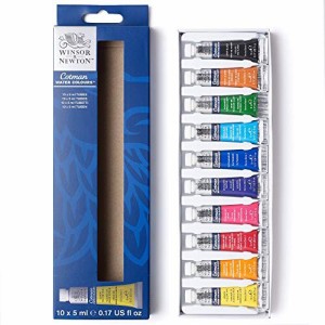 Winsor & Newton (ウィンザー＆ニュートン) 水彩絵の具 コットマン ウォーターカラーペイント 絵の具セット 10本 (各5 ml)