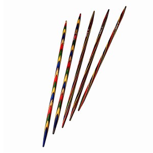 5Pcs 木製虹色棒針 (4.0mm) 二重尖った編み針 編み物 道具 編み棒 長さ20cm