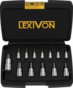 LEXIVON トルクレンチ、インパクトレンチ、ドリル用のトルクスビットソケットセット プレミアムS2合金鋼 | スター T8〜T60 13点セット | 