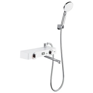 faustina浴室水栓 壁付 シャワー混合水栓 一時止水あり デジタルディスプレイ付き 浴室蛇口 混合栓 シャワー 3階段調整でき