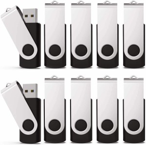 KEXIN USBメモリ 8GB 10個セット USB 2.0 フラッシュドライブ 回転式 データ転送 USBメモリースティック Windows PCに対応（黒色）