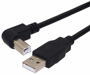 オーディオファン USB-TypeB ケーブル プリンターとの接続、電子工作に USB-A-USB-B L字 USB2.0 短い 30cm ブラック