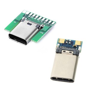 chenyang DIY 24ピン USB 3.1 Type C オス&メス プラグ & ソケットコネクタ SMTタイプ PCボード付き 1セット