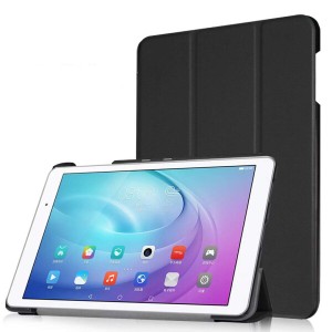 HUAWEI MediaPad T2 10.0 Pro/Qua tab 02 AU HWT31SWA ケース スタンド機能付き 耐衝撃 折り畳み 横開き 軽量型 (ブラック)