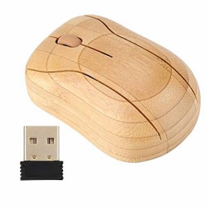 木製ワイヤレス光学式マウス 2.4GHz USBインターフェース 3キー 4ウェイローラーソフト 低ノイズ ナチュラルウッドマウス Windows用 天然