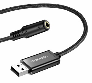 DuKabel 50CM USB外付け サウンドカード usb イヤホンジャック 変換 ケーブル USBポート-4極（TRRS）オーディオケーブル サウンドカード 