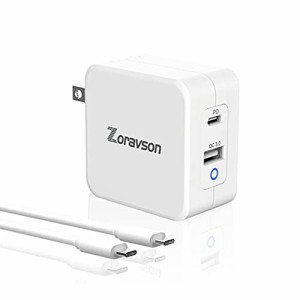 ZoraVson PD対応 65W 充電器 2ポート USB-A USB-C/typeC 急速充電器MacBook Pro、iPad Proその他ノートパソコン/SwitchなどUSB-C機器対応