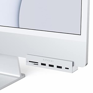 Satechi iMac 24インチ用 USB-C クランプハブ (シルバー) (2021/2023 iMac対応) USB-C データポート, 3xUSB-A 3.0, Micro/SDカードリーダ