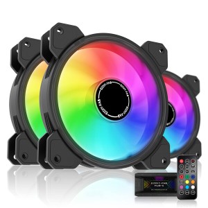 EZDIY-FAB 120mm RGB PCケースファン マザーボードAURA Sync同期 リモコンによる速度制御 高性能 静音タイプ 6PINコネクタ ファンハブ+リ