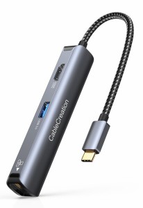 USB-C ハブ,CableCreation 5-in-1 USBハブ Type-C LAN ハブ 4K@60Hz HDMIポート 1Gbps LANポート USB3.0ポート搭載 iPhone15,iPhone15Pro