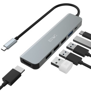 USB C ハブ アダプタ 6-in-1 JESWO USB ハブ Type-CタイプC ハブ マルチポート Thunderbolt 3対応 MacBook Pro/Air、ipad Pro、Chrome Bo