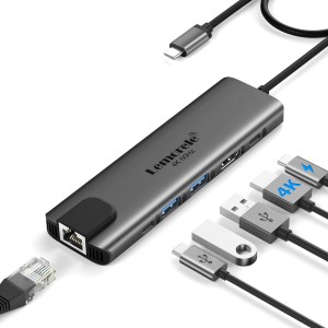 USB Type C ハブ 6-in-1 Lemorele HDMI出力4K@60Hz ハブ MacBook pro/air usb-c ハブイーサネットLANポート(1000Mbps)/Type-Cアダプター 
