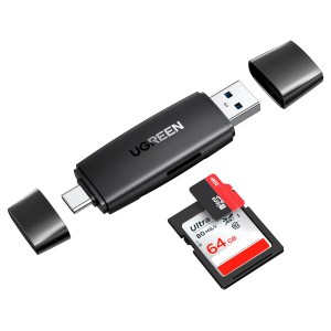UGREEN SDカードリーダー Type-C OTG対応 1台2役 USB3.0 Microsd 2TBまで大容量カードに対応 Android スマホ タブレット、MacBook、Windo