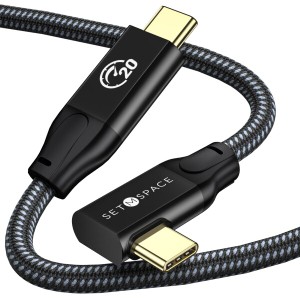 SETMSPACE USB ケーブル 20gbps USB3.2 Gen2X2 type-c USB C ケーブル l字 PD急速充電100W 4K@60HZ E-markチップ ヘッドセット/Switchな