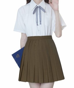 (Sharphon) 制服 スカート 45CM丈 ミニスカート 無地 ライン ハイウエスト プリーツスカート スクールスカート