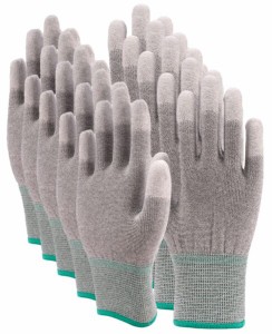 (Aquamie) 静電気 帯電 防止 手袋 指先 コーティング カーボン 繊維 除電 制電手袋 作業 5双 セット (L)