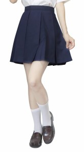 (Sharphon) 制服 スカート 紺 ミニスカート 無地 ライン ハイウエスト プリーツスカート スクールスカート