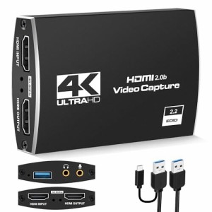 MOYOON 4K HDMI キャプチャーボードswitch対応 USB 3.0ゲームキャプチャー USB/Type-C 1080P 60fps HDMIループ出力、マイクオーディオミ