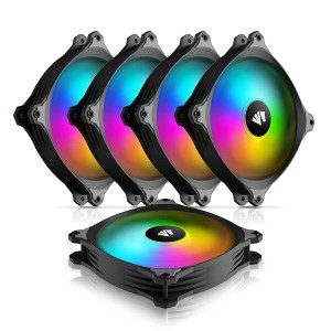 AsiaHorse Rocket-X 音楽 RGB ファン、120mm PC ケースファン、5V 3 ピン ARGB ヘッダーマザーボード Aura SYNC ハブとリモート付き,黒,5