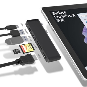 Surface Pro9 USBハブ 6-in-2拡張 マルチポート Thunerbolt4 USBC 4Kディスプレイ 40Gbpsデータ PD充電 | HDMI | USB3.0ポート | microSD