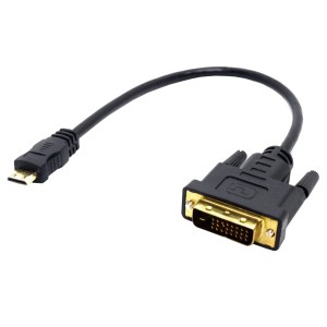 ECOTECT Mini HDMI to DVI ケーブル 30cm、 ミニHDMI(オス) to DVI(24+1ピン)(オス) 60Hz(1080pフルHD) HDMI規格1.4準拠 0.3m