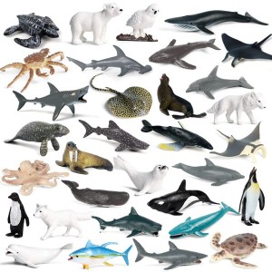 AAGWW 子供 模擬海洋動物模型 ミニサメ サメ イルカ カニ ペンギン 北極動物 セット クリスマス お正月プレゼント ミニ海洋動物 おもちゃ