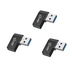 YFFSFDC USB変換アダプタ 3個セット USB3.0 メスからオス変換コネクタ USB コネクタ USB 3.0 アダプタ 90度 L型 直角 オスからメス変換コ