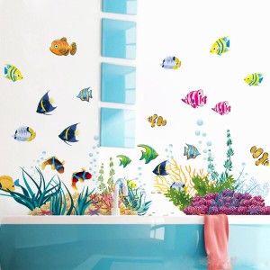 Condessacity ウォールステッカー 海 イルカ 海藻 魚 壁紙シール かわいい 動物 ウォールペーパー 子供部屋 幼稚園 保育園 こども部屋 to