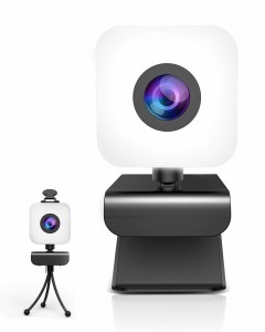 WEBカメラ ウェブカメラ-OVIFM 自動フォーカス ライト付き HD1080P 200万画素 マイク内蔵 パソコンカメラ skype会議用PCカメラ 96°広角 