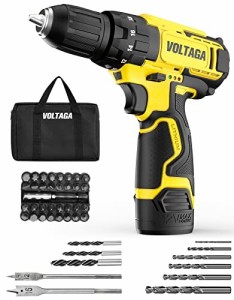 VOLTAGA 電動ドライバー 小型 12V ドリルドライバー 充電式 コードレス 初心者向け 電動ドリル 最大21N.m+18+1トルク調節 1500mAh バッテ