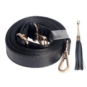 (BEAULEGAN) ショルダー ストラップ PU バッグ用 付け替え 調節可能 黒 広い2.5 cm (金バックル)