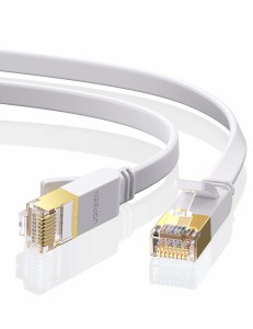 UGREEN LANケーブル CAT7 2M ホワイト 10Gbps/600MHz RJ45 コネクタ 10ギガビット CAT7準拠 白い イーサネットケーブル STP 爪折れ防止 