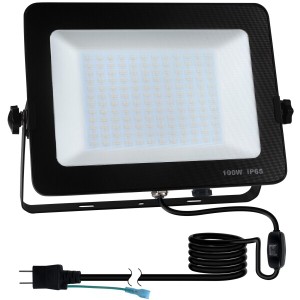 LED投光器 100W 超高輝度 作業灯 屋外 LED ライト IP65防水防塵機能 防水通気フィルター搭載 防眩機能付き 光学ガラス採用 屋外照明 3Mコ