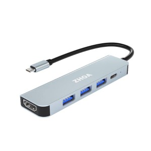 ZHOA USB Cハブ 5in1 USB Cドッキングステーション Type C 変換アダプタ タイプC ハブ USB 3.0 USB 2.0×2 USB-C 2.0 ポート付き 4K HDMI