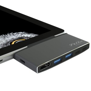 フルネットハブ、Surface Go用メタルケースドッキング、Surface Goエッジシェイプ、HDMI 1.4、USB 3.0、データ交換用USB-C（データ交換の
