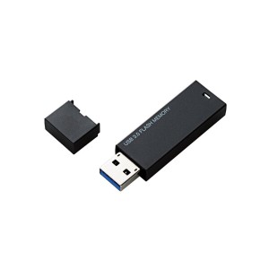 エレコム USBメモリ 64GB USB3.0 Windows/Mac対応 キャップ紛失防止 ストラップホール付 1年間保証 ブラック MF-MSU3A64GBK