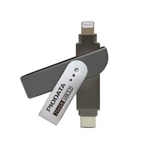 PioData iXflash 256GB iPhone/iPad用フラッシュメモリ USB3.1 Type C Apple MFi認証 Lightning外付USBメモリー iOS/Windows/Mac用 写真