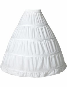 (BEAUTELICATE) レディース パニエ ロング ボリューム ウェディング コスプレ衣装 白 綿 ドレス用 100%コットン ワイヤー4本 フォーマル 