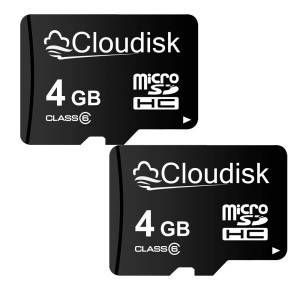 Cloudisk Micro SDカード4 GB(2個セット) フラッシュカード クラス6 micro SDHCカード、SDアダプタ付き（4 GB）