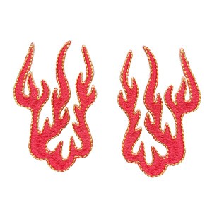 2枚セット 中国文化の火 刺繍 ワッペン 火のワッペンパッチ 火のアップリケアイロン アイロン接着/縫い付け