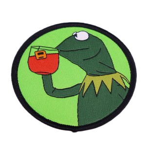 Kermit None My Business Frog Sipping Tea Patch 刺繍パッチ 縫い付け/アイロン接着パッチ アップリケアクセサリー ガールズ パワー刺繍